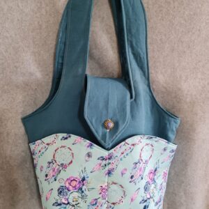 Teal & Aqua Floral & Dream Catchers Large Bag