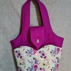 Magenta & Aqua Floral Large Handbag