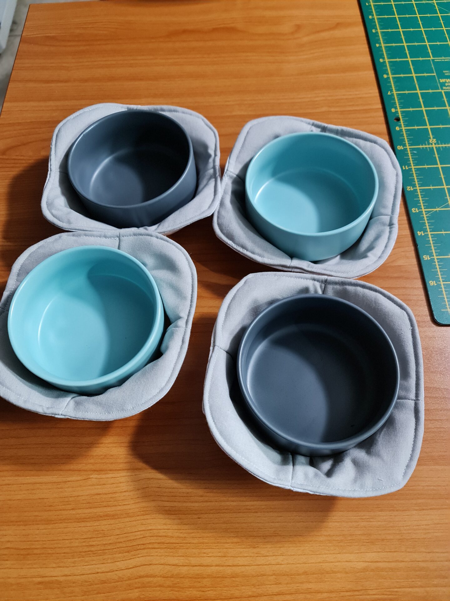 White and Grey Flower Pattern with Grey - Reversible Bowls Holders - Small - Image 2