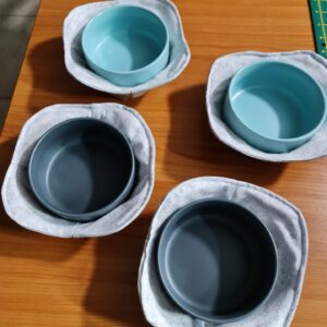 White and Grey Flower Pattern with Grey - Reversible Bowls Holders - Small