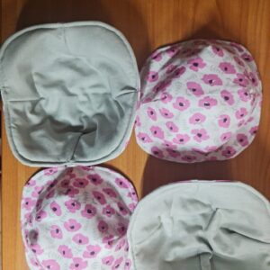 White and Pink Flower Pattern with Grey - Reversible Bowls Holders - Small