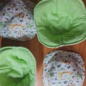 Animal Print with Green Triangle Pattern- Reversible Bowls Holders - Small