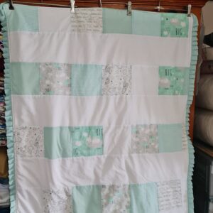 White and Mint Green Bambi and Thumper Cot Doona