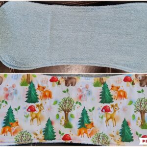 Forest Animals with Blue Toweling Burp Cloth