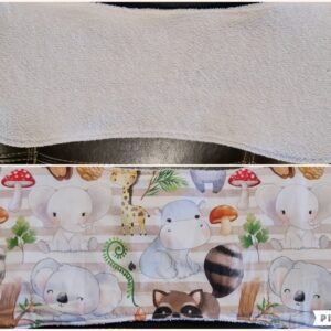 Striped Burp Cloth with Baby Animals and White Toweling