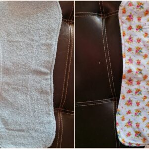 Flowers with Blue Toweling Burp Cloth
