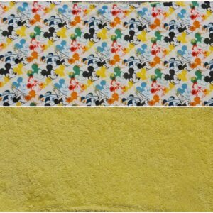 Multiple Mickey with Yellow Toweling Burp Cloth