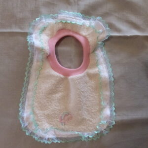 Pink Bib with Pink Neck White Green Lace with Rainbow