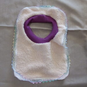 Pink Bib with Purple Neck and Rainbow and White Lace