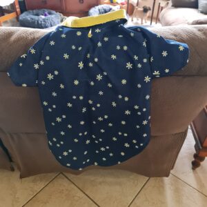 Denim Dog Coat with Daisy and Yellow Cotton Lining