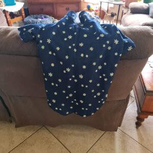 Denim Dog Coat with Daisy - Pink Fleece Lining