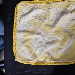 Yellow Flower Washer with Yellow Crochet Edge