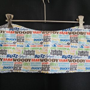 Toy Story Names on White Background Burp Cloth with Blue Toweling
