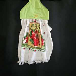Apple Tea Towel with Green Button Top