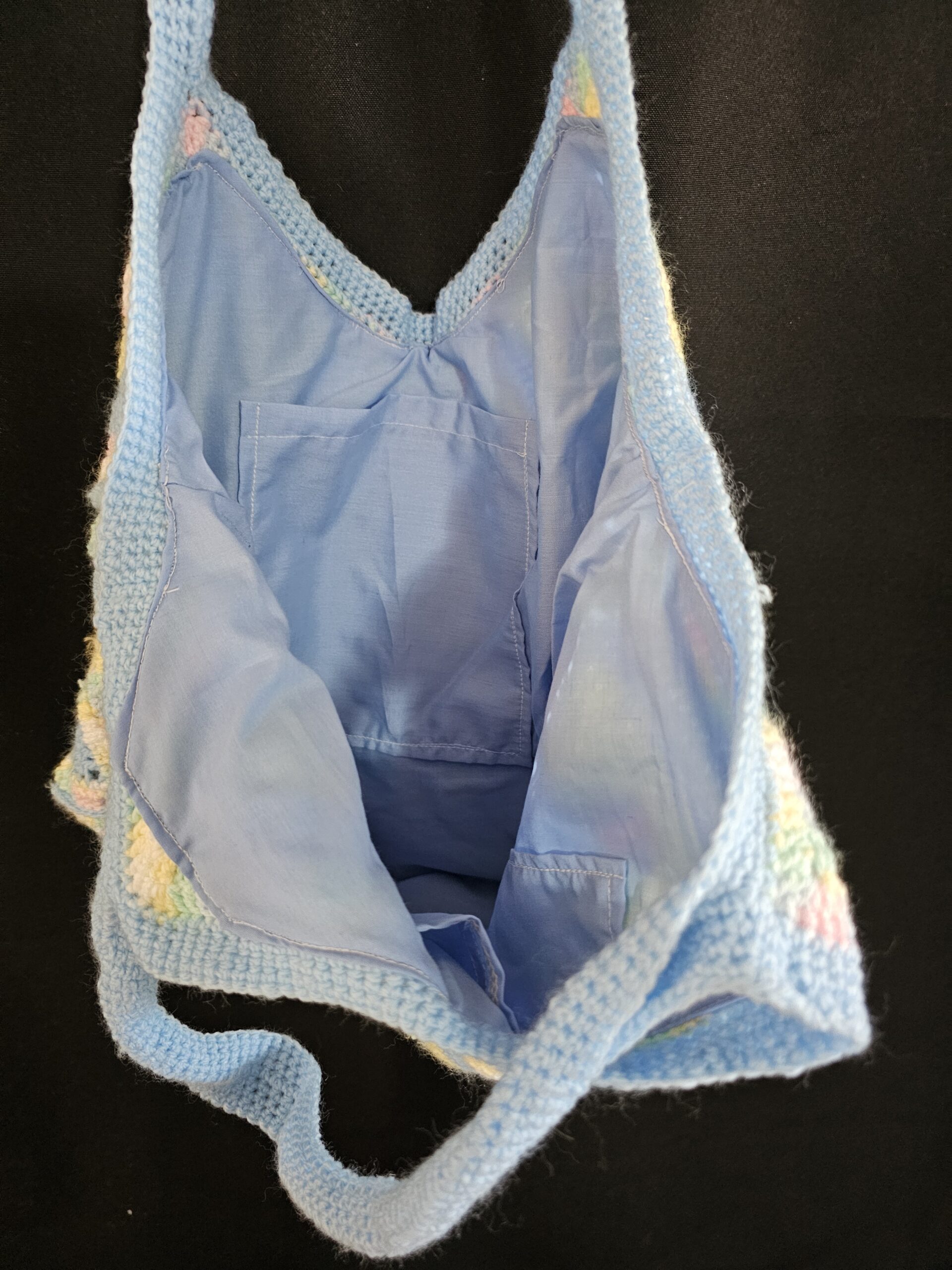 Crochet Tote Bag-Multi Colour - Blue, Yellow, Pink, White, Green - Hand Made - Image 5