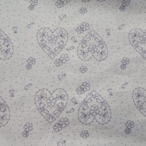 White Bib with Purple Hearts and Flowers with Magnetic Closing