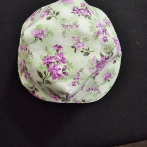 Grey with Green and Purple Flower Pattern - Reversible Bowls Holders - Medium - Single