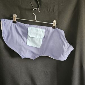 Medium Blue Cotton Dog Coat with White Fleece Lining