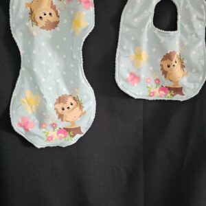 Hedge Hog matching Burp Cloth and and Bib Set