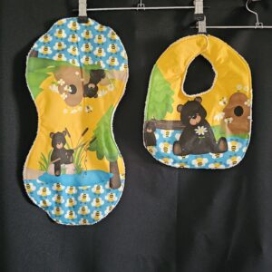 Bear Matching Burp Cloth and Bib Set