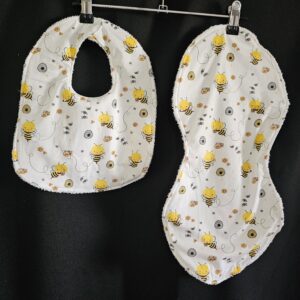 Bees and Honey Matching Burp Cloth and Bib Set