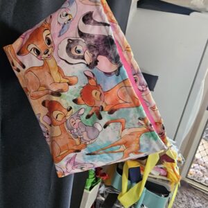 Small Bambi Fabric Basket with Pink Lining and Clips