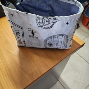 Small Star Wars Fabric Basket with Blue Lining and Clips