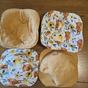 Highland Cow/Mustard Fabric - Reversible Bowls Holders - Large - Single Units