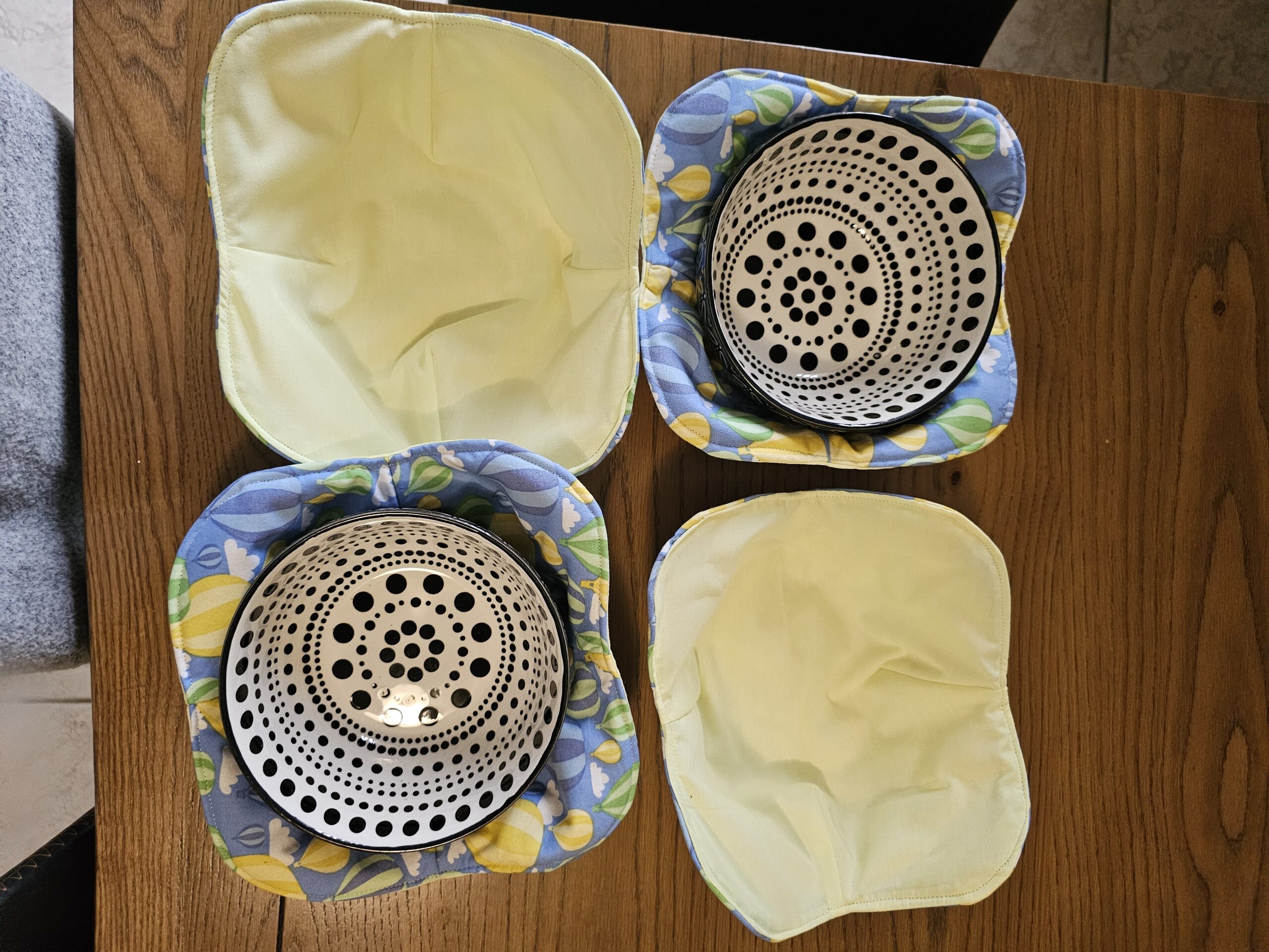 Multi Colour Hot Air Baloons/Yellow Fabric - Reversible Bowls Holders - Large - Single Units - Image 2