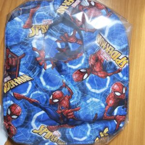 Blue Spiderman with Grey Toweling Matching Burp Cloth and Bib Set with Magnetic Clip