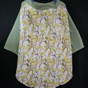 T- Shirt Extra Large Dog Coat with Gumnut Babies on White Background and Green Sleeves