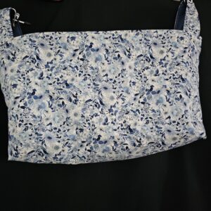 Large Fabric Basket with Blue Flowers and Handles with Blue Lining