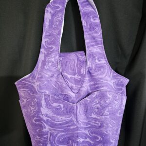 Large Purple Hand Bag with Swirl Pattern  & Purple Satin Lining - 8 Pockets with Matching Utility Bag