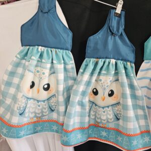 Aqua Top with Owl Single Tea Towel and Magnetic Closure