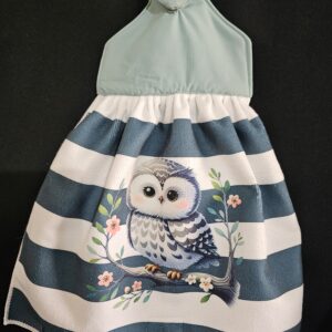 Green Top with Owl Single Tea Towel and Magnetic Closure