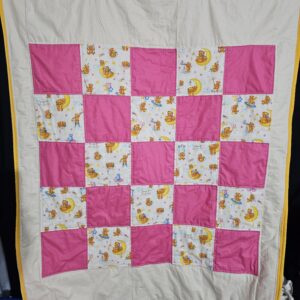 Bears Cot Doona/Floor Rug with Pink and Yellow and a  Fawn Back